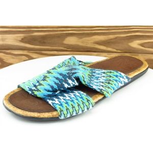 Sun Luks‎ Sz 10 M Blue Slide Fabric Women Sandals